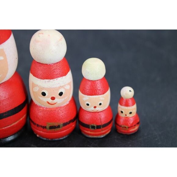 Vintage Santa Clause Nesting Dolls Set Of 5 - Picture 5 of 15